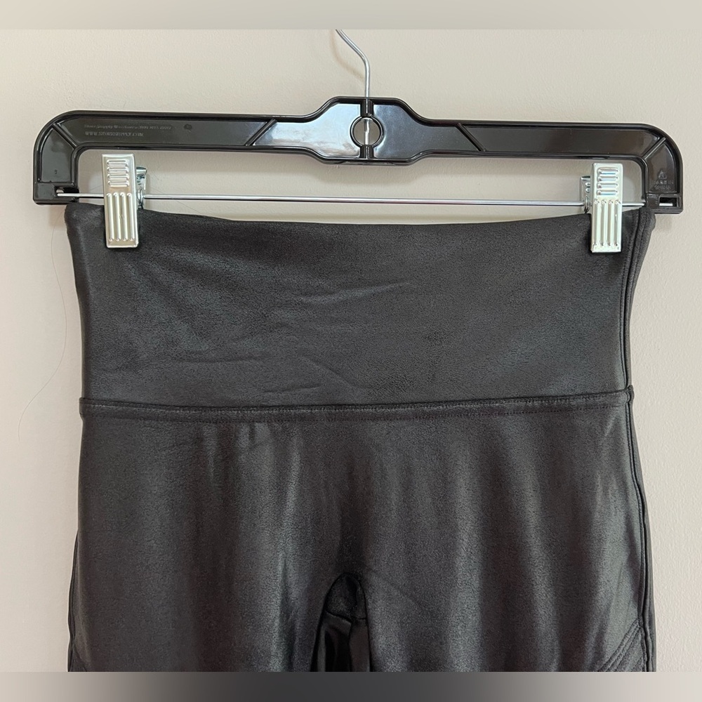 SPANX Faux Leather Moto Black Leggings, size Small - Picture 7 of 13